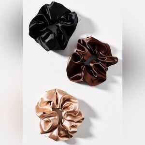 Anthropologie Large Satin Scrunchie Set of 3 - NWT - Neutral
